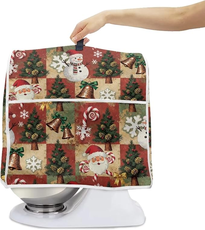 Christmas Stand Mixer Cover 4.5-5Qt Retro Mixer Cover Washable Anti-Stain Appliance Covers for Kitchen Counter Mixer Parts & Accessories Christmas Decor Gift for Friends