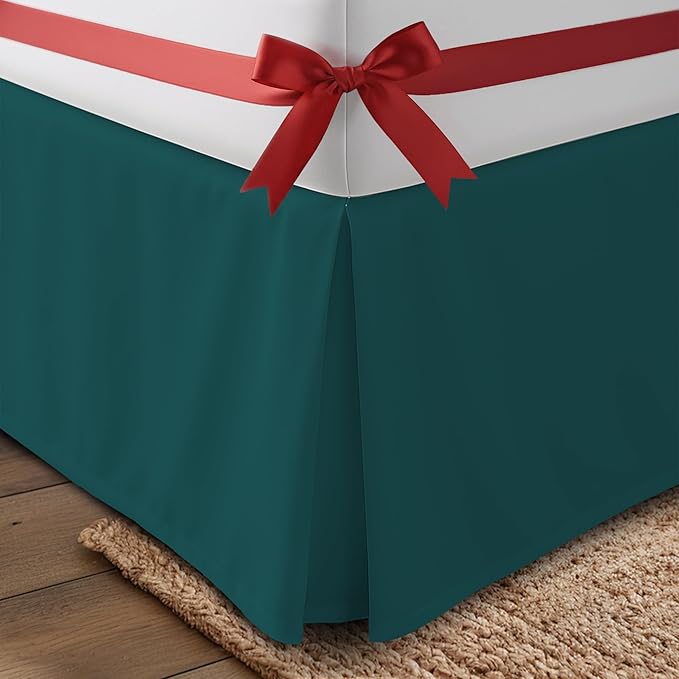 Utopia Bedding Queen Bed Skirt - Soft Quadruple Pleated Ruffle - Easy Fit with 16 Inch Tailored Drop - Hotel Quality, Shrinkage and Fade Resistant (Queen, Teal)