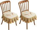 patdrea Pack of 2 Chair Cushions for Dining Chairs with Ruffled, Yellow Birds Seat Cushion with Ties,Removable,Non Slip Chair Pads Decor for Bar Stool Cushions, Indoor Kitchen Chairs, 17.7"x17.7"