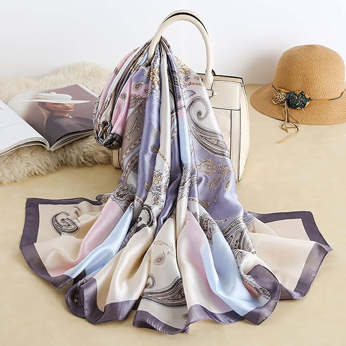 Fashion Scarves Scarf 100% Silk Feeling Scarf Silk Like Scarves Long Lightweight Sunscreen Shawls for Women
