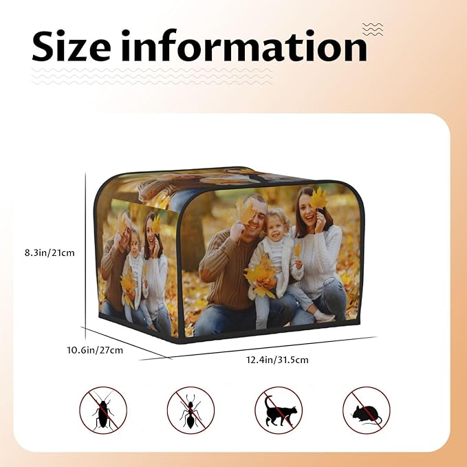 Custom Toaster Cover Personalized Waterproof Appliance Cover with Pocket Dustproof Oxford Fabric Machine Protector Fits Standard 4 Slice Toasters for Home Kitchen
