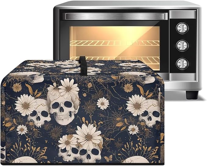 Microwave Oven Cover, Skull Halloween Dust Oil Proof Waterproof Machine Protector Decorative Kitchen Appliance Cover Reusable Microwave Food Covers Prevents Splatters Universal Size