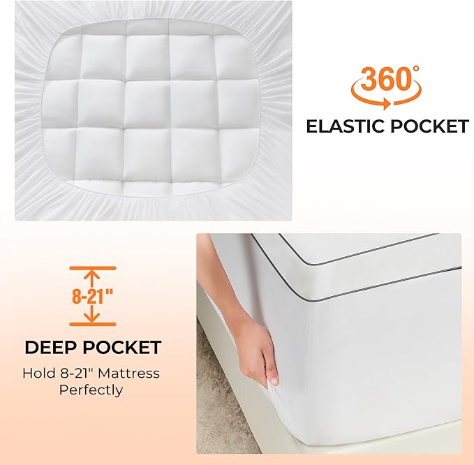 Ultra Soft Coral Fleece Twin Size Mattress Topper, No Compression Plush Thick Pillow Top Mattress Pad with Deep Pocket, Winter Warm Cozy Bed Topper Cover for Back Pain Relief