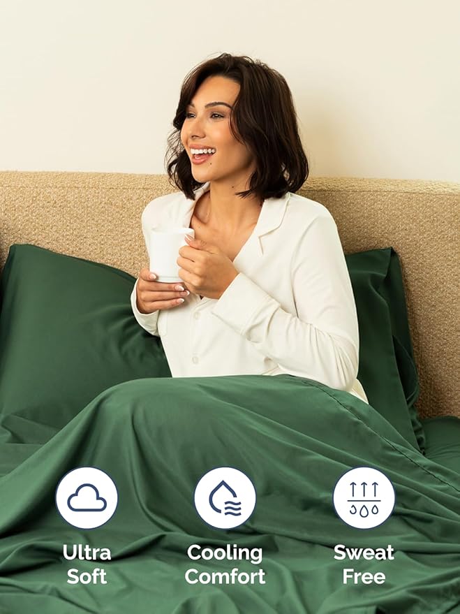 Extra Deep Pocket Full Sheets - 4 Piece Breathable & Cooling Bed Sheets - Hotel Luxury Bed Sheet Set - Soft, Wrinkle Free & Comfy - Easily Fits Extra Deep Mattresses - Deep Pocket Emerald Green Sheets