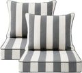 Outdoor Patio Chair Cushions Set, 22" x 22", Set of 2, Water-Repellent, Fade Resistant, Deep Seat Bottom and Back Cushion for Backyard, Couch, Sofa and Patio Furniture, Gray Stripe