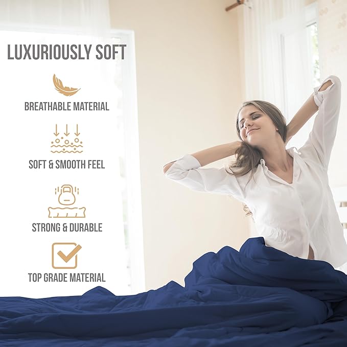 Full Size Bed Sheets Cooling - Luxury Hotel Sheet Set - Soft Sheet with Elastic Corner Strap - Deep Pocket Microfiber Bedsheet - Bedding Sheets & Pillowcases - 4 PC (Full Size, Navy Blue)