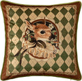 Grandmillennial Checkered Pillow Cover, Velvet Euro Sham Covers Decorative Throw Pillow Covers 18x18 for Couch Sofa Bed Living Room, Christmas & Holiday, Deer Green