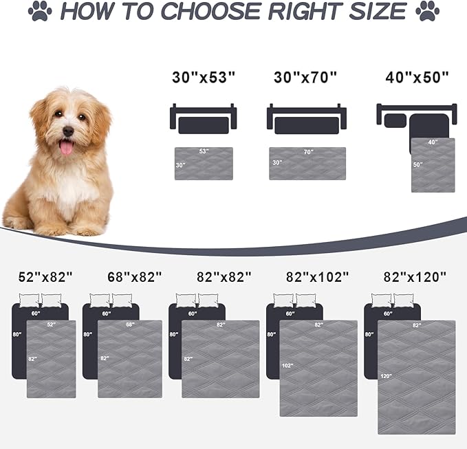 Smiry Waterproof Dog Bed Cover Blanket 82x120, Soft Reversible Pet Blanket, Washable Leakproof Cats Dogs Couch Cover for Sofa, Couch, Furniture, Lattice, Grey/Dark Grey