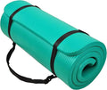 BalanceFrom GoCloud 71x24 Inches Extra Thick Yoga Mat 1-Inch High-Density Foam – Roll-Up Exercise Pad with Double-Sided Non-Slip Surface and Carrying Strap for Pilates and Home Workouts