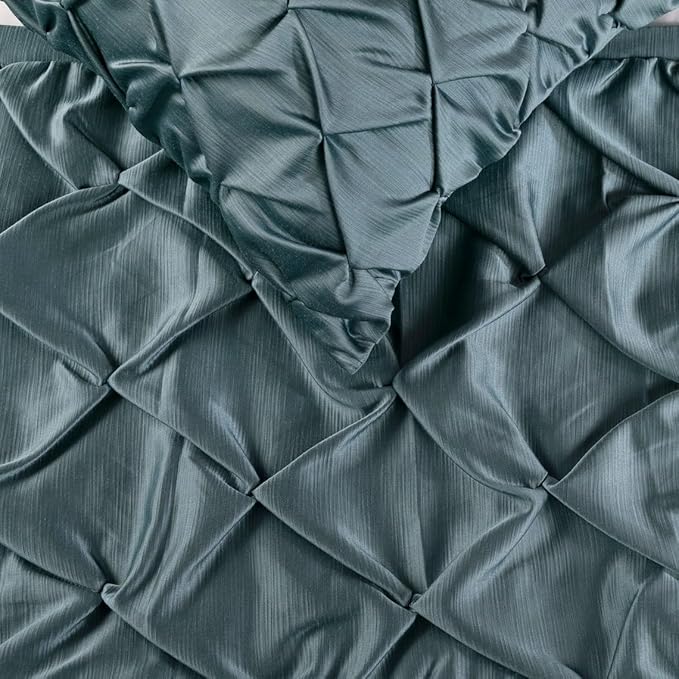The HomeCentric Designer Blue Full 68 x 18 inch Bed Runner with 2 Pillow Cover Set, Satin Pintucks Bed Scarf, Solid Color Modern - Satin Nights
