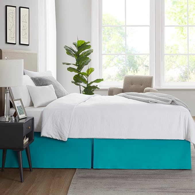 Nestl Teal Twin XL Bed Skirt - Twin XL Size Bed Skirt 14 Inch Drop - Brushed Microfiber Bed Skirts - Hotel Quality Pleated Bed Skirt - Shrinkage & Fade Resistant