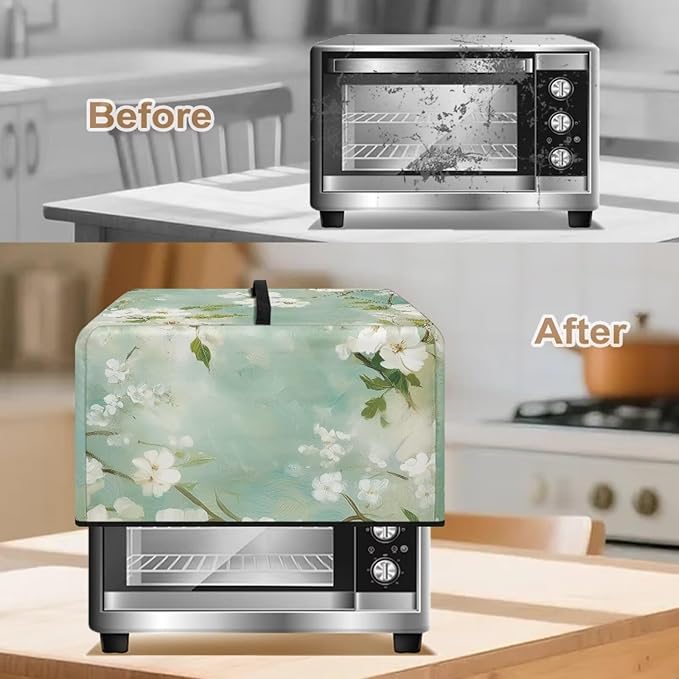 Microwave Oven Cover, Flower Heat-Resistant Waterproof Toaster Oven Dust Cover Universal for Most Microwaves Ovens Greaseproof Anti-Scratch Microwave Dust Covers
