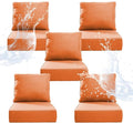6" Thicker Outdoor Chair Cushion 5 Sets - 24" *24" *6" Waterproof Patio Furniture Cushions with Removable Cover, 28D High Density Sponge Filling Thicken Outdoor Patio Cushions - Orange