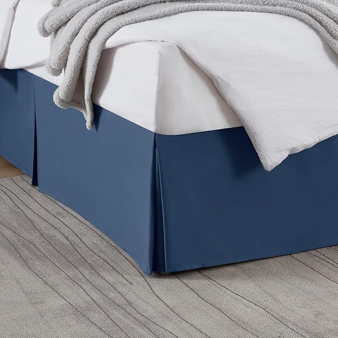 Nestl Navy Blue Bed Skirt King Size - King Bed Skirt 14 Inch Drop - Brushed Microfiber Bed Skirts - Hotel Quality Pleated Bed Skirt - Shrinkage & Fade Resistant