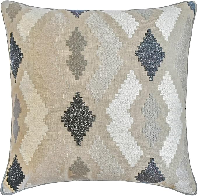 The HomeCentric King/Queen/Twin Beige Decorative Bed Runner Twin 53"x18" Bed Runner with One Pillow Cover, Embroidery,Aztec Bed Scarf on Linen Fabric - Thread Tale