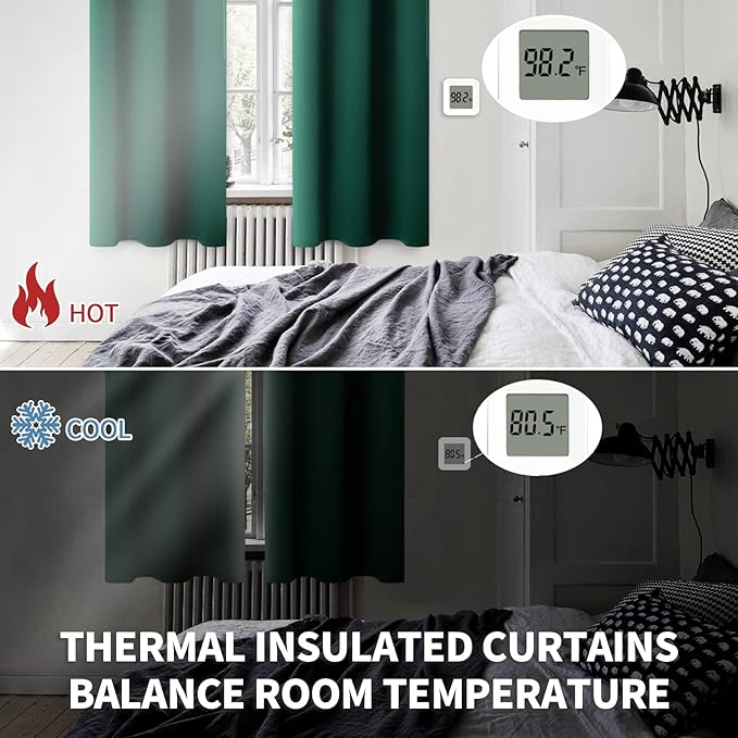 BGment Emerald Green Blackout Curtains 63 Inches Length for Bedroom - Pocket Thermal Insulated Room Darkening Drapes Christmas Decor for Dining Living Room, 52 x 63 Inch, 2 Panels