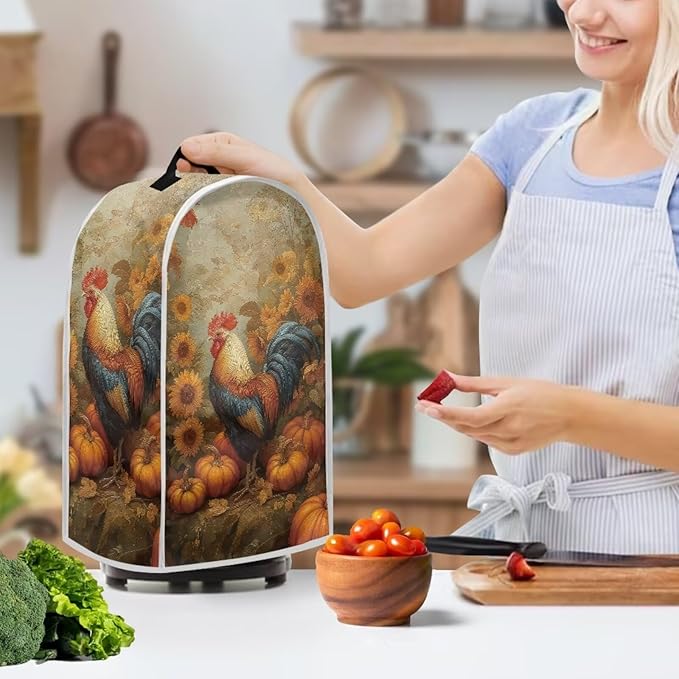 Retro Blender Cover for Kitchen Resistance Food Processor Dust Cover with Handle Easy Clean Coffee Machine Dust Protector Covers for Kitchen Countertop Fall Decoration