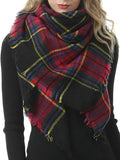 American Trends Women's Cozy Warm Winter Fall Blanket Scarf Stylish Soft Chunky Checked Giant Scarves Shawls