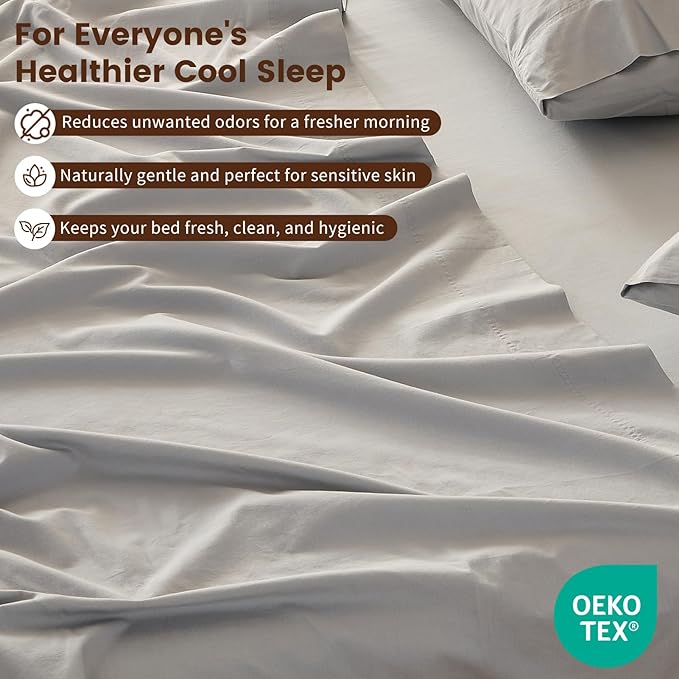 100% Linen Sheet Set Queen Size Extra Deep Pocket Fits 18-24 Inch Mattress, Breathable & Soft, Smooth 4-Piece Set for Thick Mattresses Hotel Luxury Bedding（Queen, Grey）