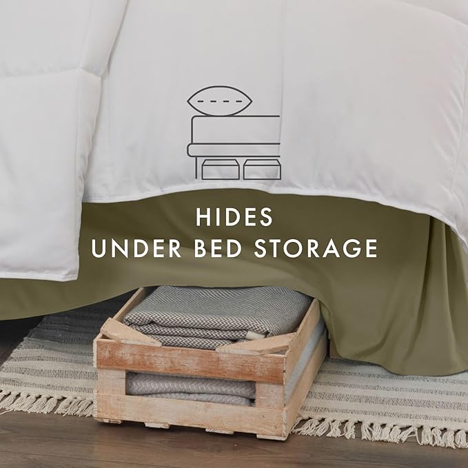 Linen Market Bed Skirt - Ultra Soft Microfiber - Easy Fit with 14 Inch Tailored Drop - Hotel Quality, Shrinkage & Fade Resistant - Bed Cover - Cal King Bed Skirt - Bedroom Décor - (Cal King, Sage)