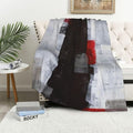 LOKMU Throw Blanket, Red Grey Abstract Art Painting Ultra-Soft Cozy Flannel Blankets, Fuzzy Plush Lightweight Modern Blanket for Couch Sofa Bedding Home Decor, 80" L x 60" W