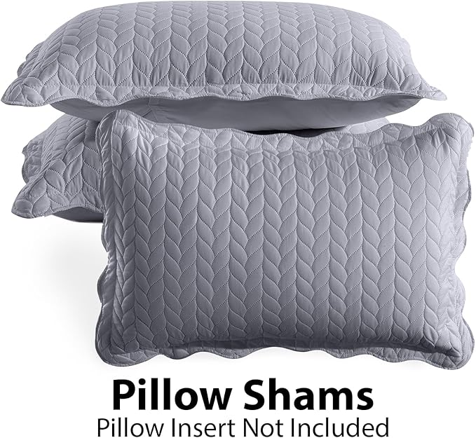 IR Imperial Rooms 8 Pack California King Quilt Bedding Set (118"x106") - Bulk Wholesale for Hotels, Guest Bedroom & Airbnbs - Lightweight Microfiber Reversible Embossed Quilts Bedspread (Silver)