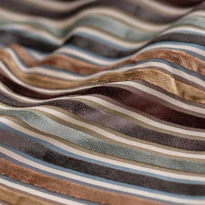 Yangest Brown Striped Throw Pillow Cover Multicolor Velvet Cushion Cover Modern Bohemian Pillowcase for Sofa Couch Bedroom Living Room Home Christmas Decoration,16x16 Inch