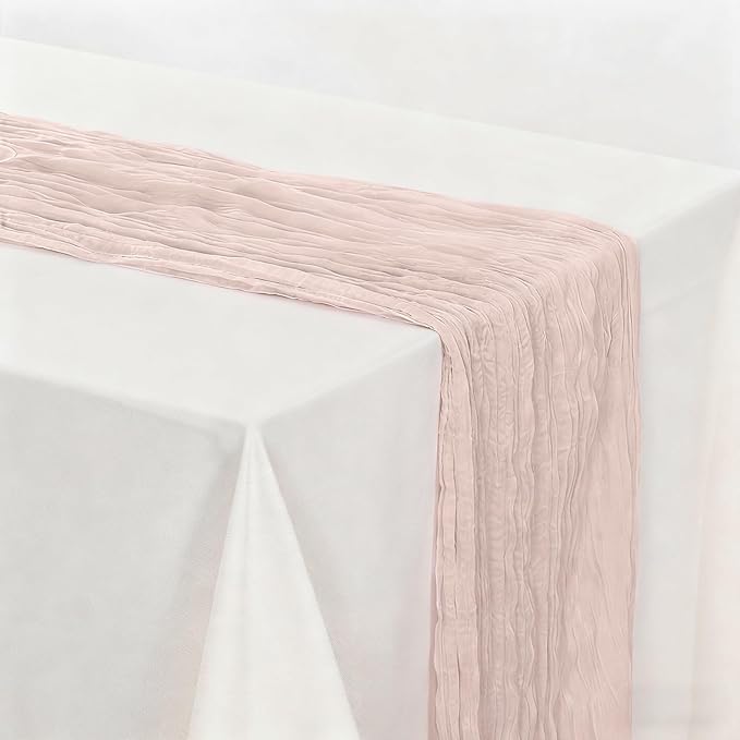 BALCONY & FALCON 2 Pack Pink Cheesecloth Table Runner 10FT 120 Inch Rustic & Boho Farmhouse Gauze Cheese Cloth Runners for Wedding Fall Thanksgiving Christmas Party Baby Shower Birthday Decor