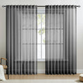 Dreaming Casa Black Sheer Curtains 84 Inches Long, Rod Pocket & Back Tab Light Filtering Textured Sheers for Living Room Bedroom, 2 Panels, Each 100" W x 84" L