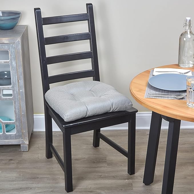 Klear Vu Gripper Overstuffed Universal Non-Slip Dining Chair Cushions for Kitchen Decor or Office Use, U-Shaped Skid-Proof Seat Pad, 17x17 Inches, 2 Count (Pack of 1), Solid Gray