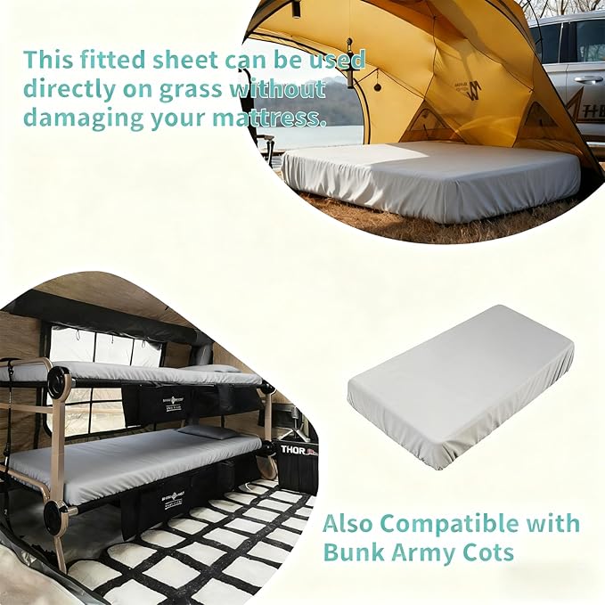 Fitted Sheets 31x75 Inches, 1 Pack Super Soft Microfiber Cot Size Sheet Set for Narrow Twin, Camp Bunk, RV Bed, Army Cot & Trifold Mattress, Breathable Bottom Bed Cover, Light Grey