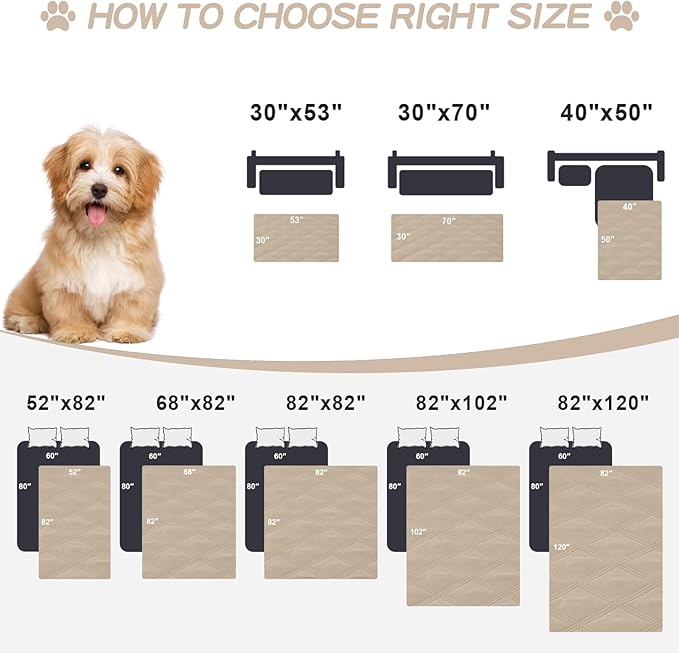 Smiry Waterproof Dog Bed Cover Blanket 82x120, Soft Reversible Pet Blanket, Washable Leakproof Cats Dogs Couch Cover for Sofa, Couch, Furniture, Lattice, Taupe/Beige