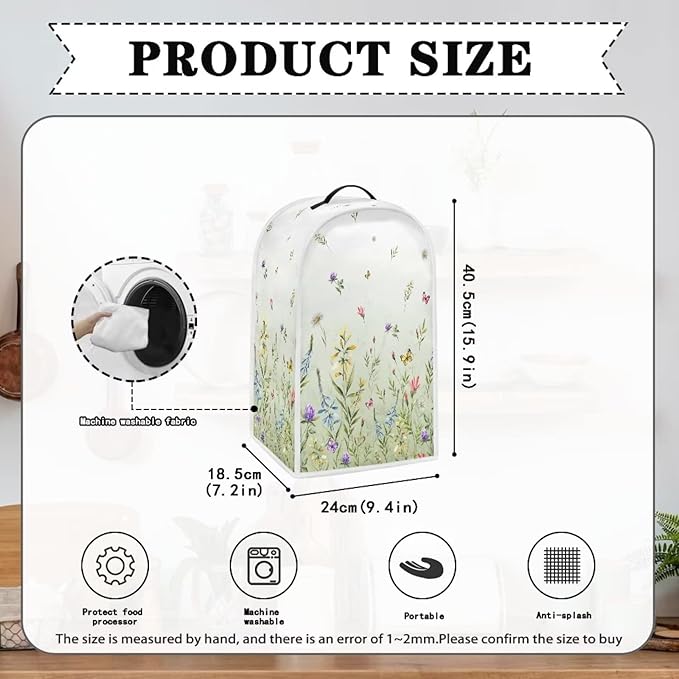Butterfly Floral Print Blender Cover Dust Proof Washable Small Appliance Cover, Durable Foldable Dust Cover Kitchen Decorations for Blender Food Processor juicer