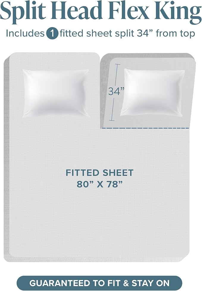 Bare Home Ultra-Soft Split Head Flex King Sheet Set - Luxury 1800 - Hydro-Brushed - Deep Pockets - Easy Fit - 4 Piece Set - Bedding Sheets & Pillowcases (Split Head Flex King, Burgundy)