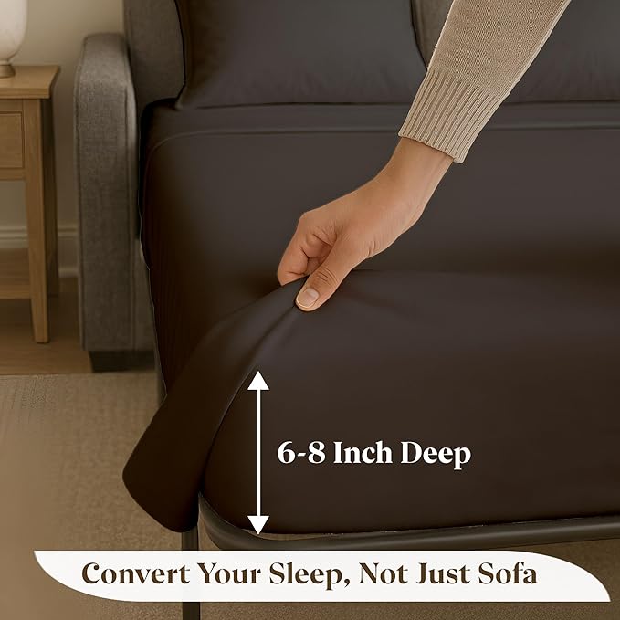 Sleeper Sofa Bed Sheet Set - Full Size 4 PC's Sheet Set Sofa Bed Sheets - 100% Cotton 400 Thread Count Sofa Sheets - Sleeper Sofa Sheets - Fits Mattresses Up to 6" Drop - Dark Grey