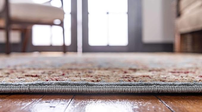Unique Loom Voyage Collection Traditional Oriental Classic Intricate Design Area Rug (4' 0 x 4' 0 Square, Light Blue/Gold)
