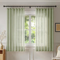Anmao Natural Linen Curtains for Living Room 54 Inch Length 2 Panels Set, Light Filtering Semi Sheer Window Curtain Drapes for Bedroom with Curtain Rings and Clips, 52Wx54L, Sage Green