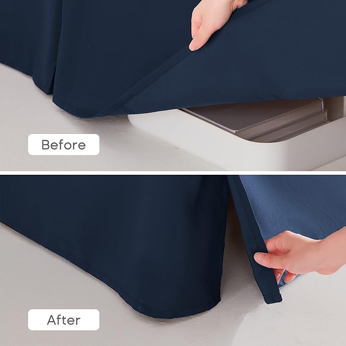 SONIVE Queen Bed Skirt,15" Drop Pleated Dust Ruffle,Classic Tailored Easy Fit Brushed Microfiber Skirts Hotel Quality Shrinkage & Fade Resistant Navy Blue
