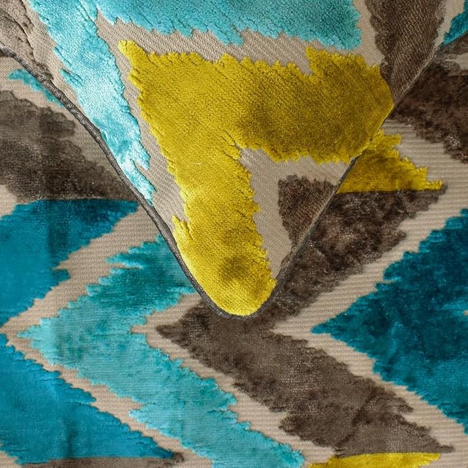 The HomeCentric King/Queen/Twin Blue Decorative King 90"x18" Bed Runner with Two Pillow Cover, Velvet, Peacock Colors & Ombre Bed Scarf on Velvet Fabric - Plume Palatte