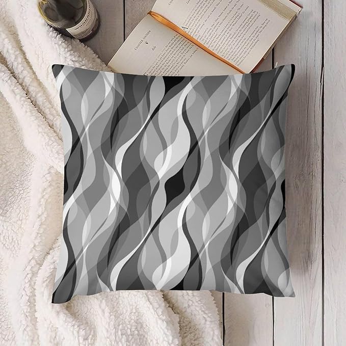 Grey Throw Pillow Covers Modern Abstract Black and Grey Striped Decorations for Bedroom Living Room Farmhouse Sofa Pillows Bed Couch 22x22 Inch