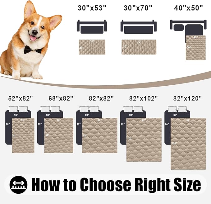 Smiry Waterproof Dog Bed Cover Blanket, Soft Reversible Pet Blanket, Washable Leakproof Cats Dogs Couch Cover for Sofa, Couch, Furniture, Plaid (82x102 Inch, Taupe/Beige)