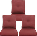 Outdoor Chair Cushions 3 Packs - Outside High Back Thick Water-Resistant Cushion 22x24 with Zipper Cover for Patio Glider Rocking Chairs Loveseat Couch – Red/Buckle
