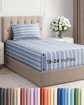 Extra Deep Pocket Twin XL Sheets - 3 Piece Breathable & Cooling Bed Sheets - Hotel Luxury Bed Sheet Set - Soft, Wrinkle Free & Comfy - Easily Fits Extra Deep Mattresses - Blue Striped Sheets Set