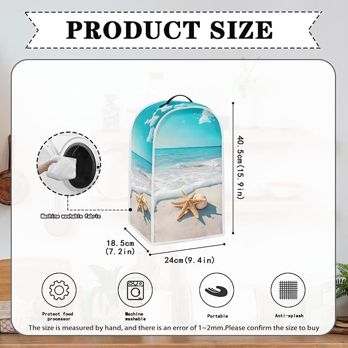 Beach Teal Blender Cover for Kitchen Countertop Starfish Small Appliance Dust Cover Kitchen Decor Food Processor Protector with Handle Blender Protection Accessories 2025