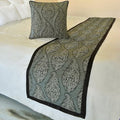 The HomeCentric King/Queen/Twin Grey Decorative Full 68"x18" Bed Runner Without Pillow Cover, Paisley & Beaded Bed Scarf on Jacquard Fabric - Paisley History
