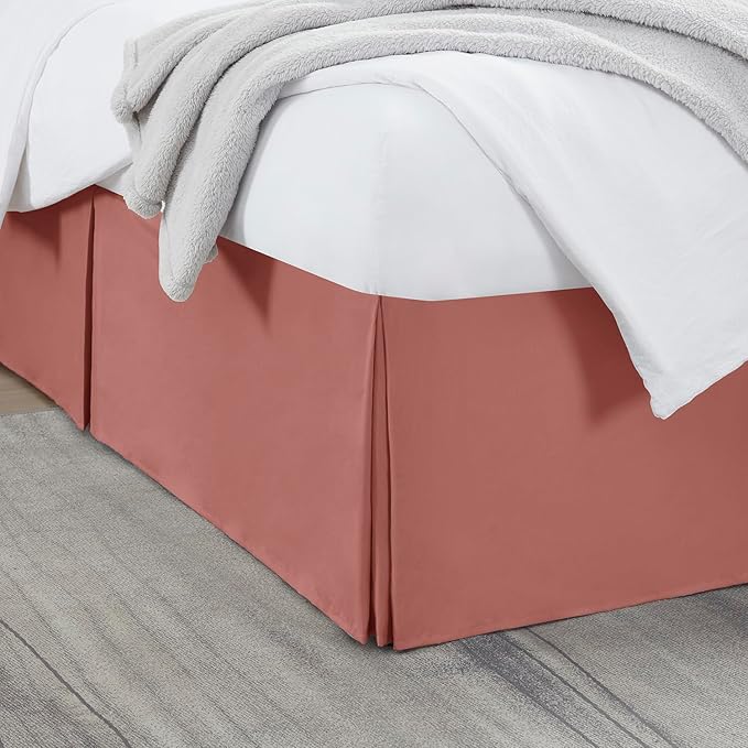 Nestl Pink Clay Bed Skirt King Size - King Bed Skirt 14 Inch Drop - Brushed Microfiber Bed Skirts - Hotel Quality Pleated Bed Skirt - Shrinkage & Fade Resistant