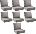 Outdoor Cushion Set for Furniture Patio Furniture, UV Resistant, Water Resistant - 6 Inch Thick Foam Garden Cushions – 22x24 Inch Patio Seat Covers for Chair/Sofa/Couch | Grey | 7-Pack |