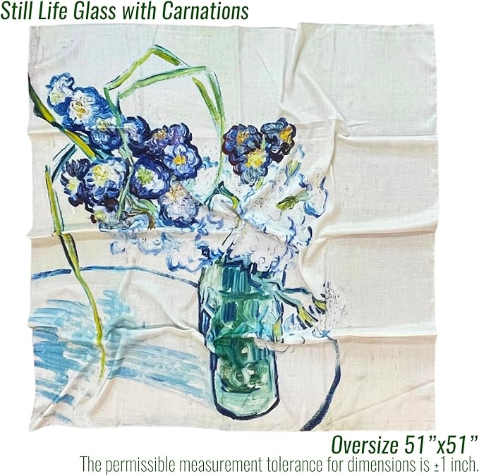 Artist Oil Painting Wraps 51"x51" Cashmere-Soft Art Pashmina Luxury Rolled Hem Women Large Travel Blanket Shawl
