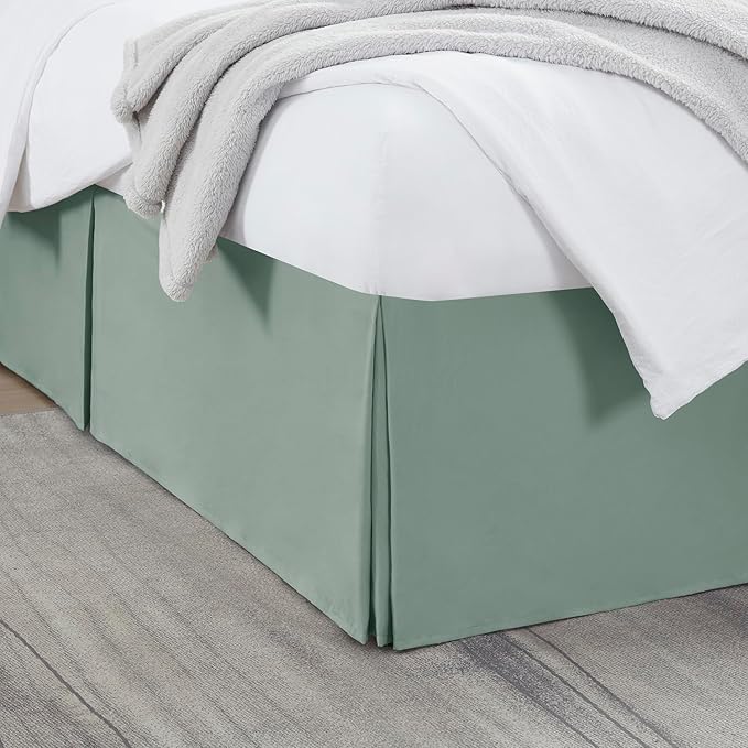 Nestl Sage Green Twin Bed Skirt - Twin Size Bed Skirt 14 Inch Drop - Brushed Microfiber Bed Skirts - Hotel Quality Pleated Bed Skirt - Shrinkage & Fade Resistant
