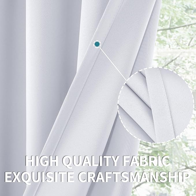 BGment Short Curtains for Kitchen Window Over Sink - Rod Pocket Room Darkening Drapes Thermal Insulated for Bathroom Cafe Window, Greyish White, 34 x 45 Inch, 2 Panels